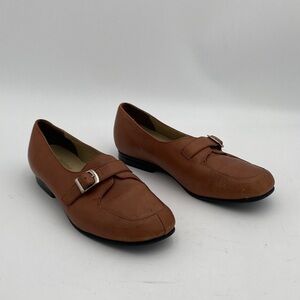 Vintage Drew women moccasin loafers 8.5M casual leather brown buckle accent Y2K